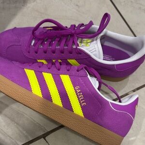 Adidas Gazelle Purple with Yellow Stripes
